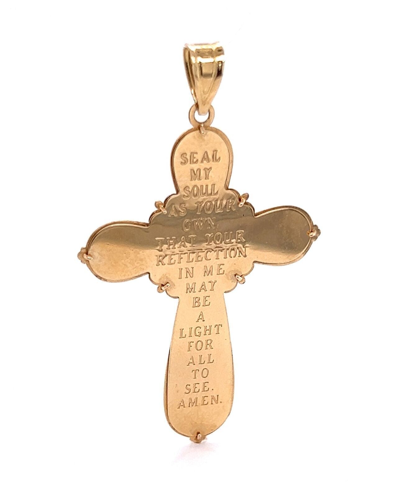 Filigree 14k Gold Mustard Seed & Prayer Cross Charm Pendant