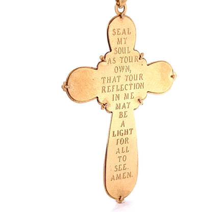 Filigree 14k Gold Mustard Seed & Prayer Cross Charm Pendant