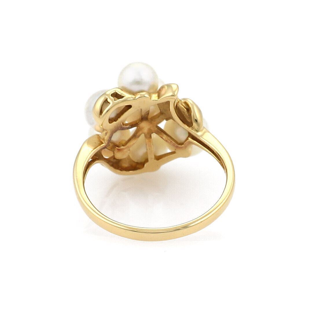 Mikimoto Akoya Pearls 18k Yellow Gold Cluster Ring - Size 6.5