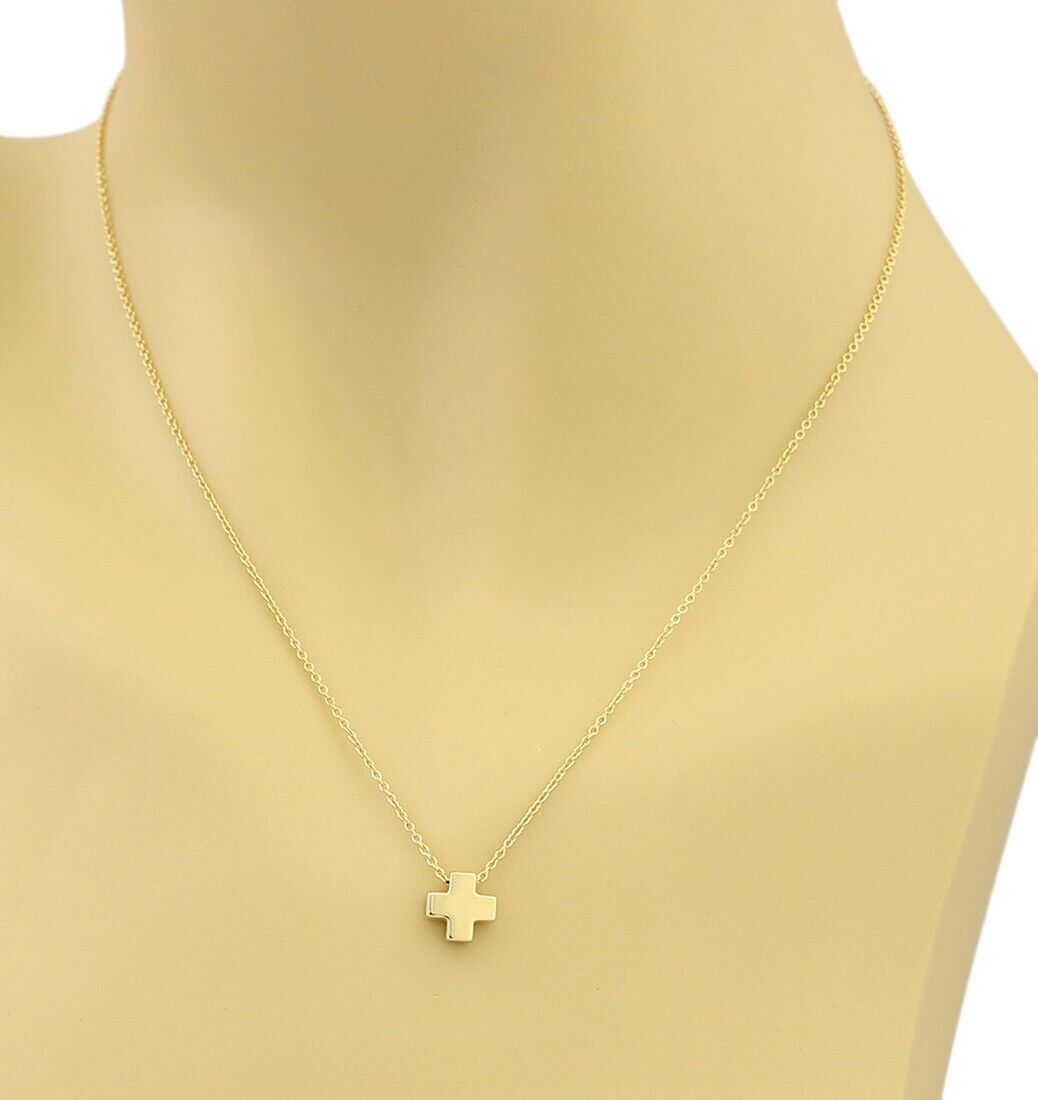 Tiffany & Co. Mini Cruciform Cross 18k Yellow Gold Pendant Necklace