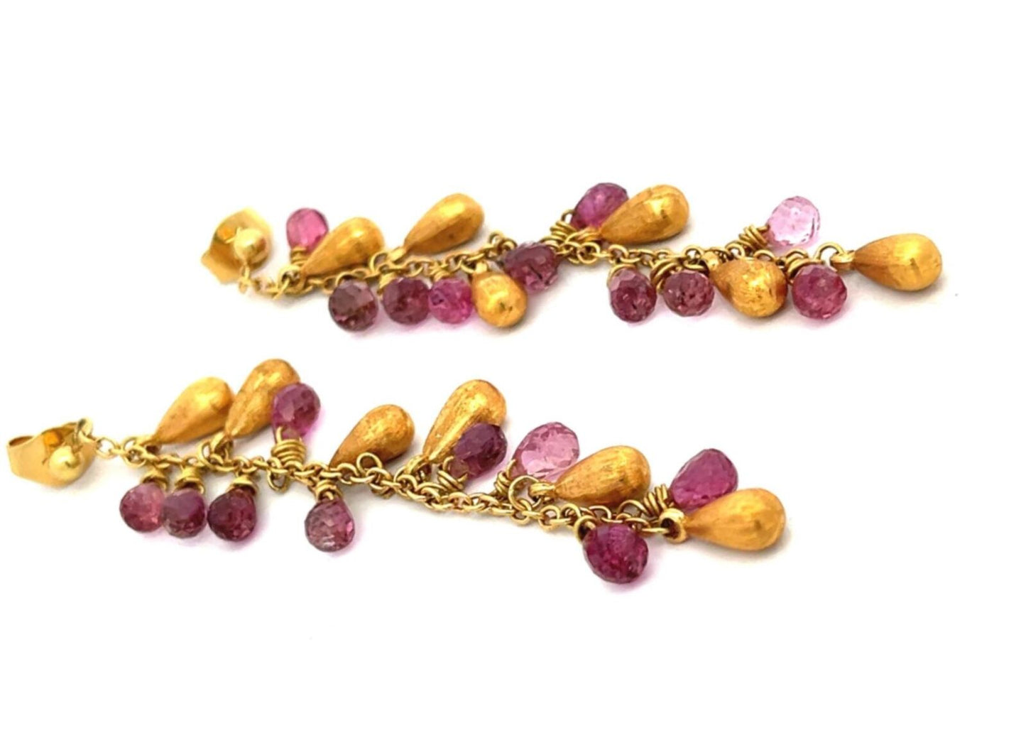 H.Stern Pink Tourmaline 18k Yellow Gold Beaded Dangle Earrings