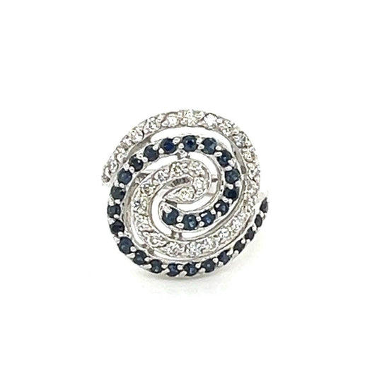 Effy Diamond & Sapphire 14k White Gold Swirl Top Ring