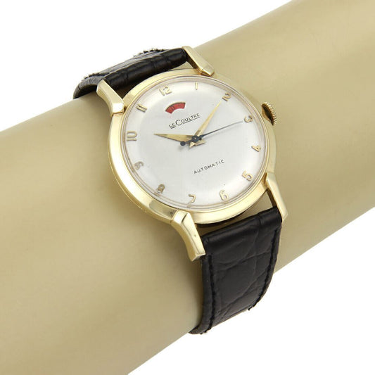 Le Coultre Automatic Men's 14k Gold & Leather Band Wrist Watch