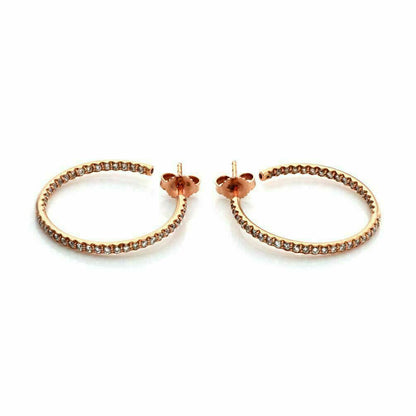 Roberto Coin 18k Rose Gold Inside Out 0.66ct Diamond Hoop Earrings