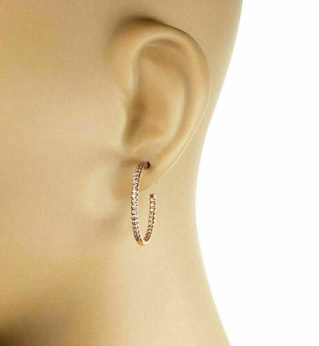 Roberto Coin 18k Rose Gold Inside Out 0.66ct Diamond Hoop Earrings