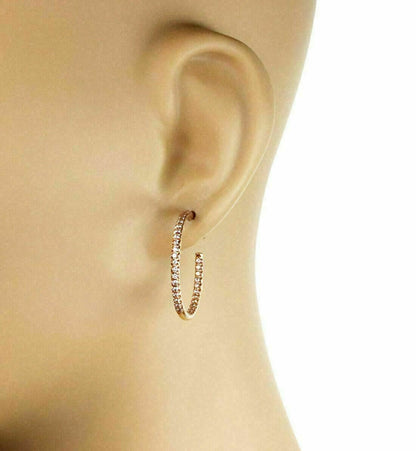 Roberto Coin 18k Rose Gold Inside Out 0.66ct Diamond Hoop Earrings