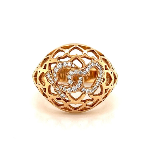 Omega Diamonds 18k Rose Gold Open Hearts Dome Ring - Size 7