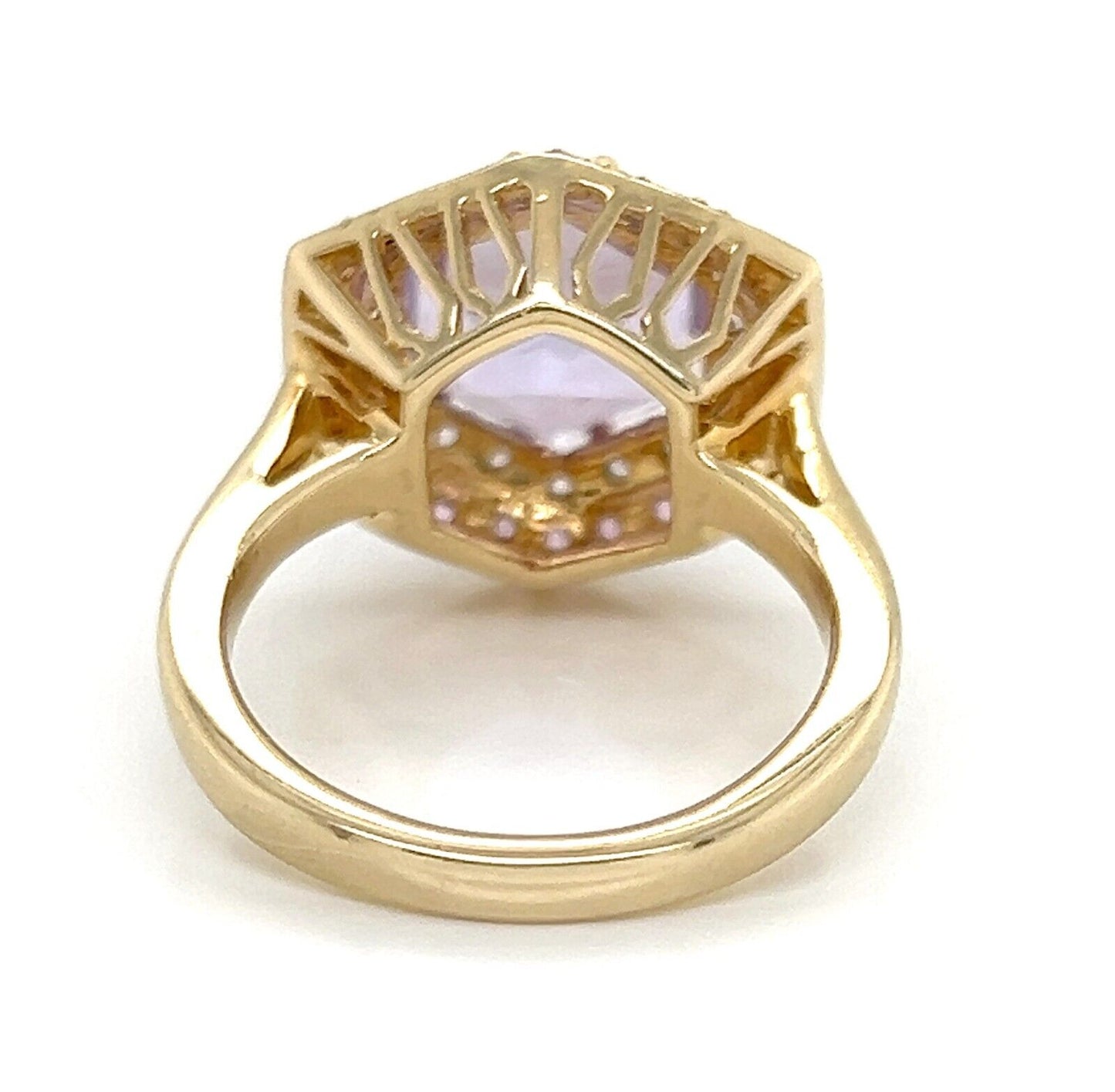 LeVian Amethyst Pink & White Sapphires 14k Gold Octagon Ring