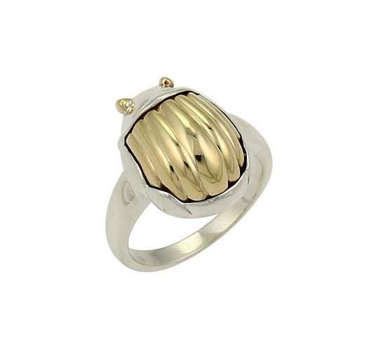 Tiffany & Co. 18k Yellow Gold Sterling Scarab Beetle Ring - Size 4.5