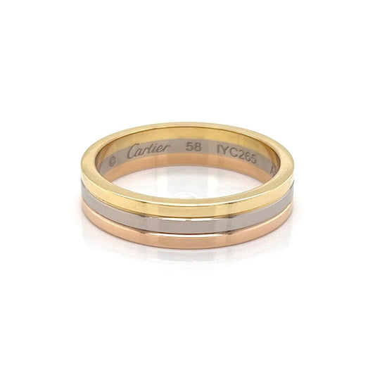 Cartier Vendome Louis 18k Tri Color Gold 4.8mm Wedding Band Ring w/Cert-Size 8.5