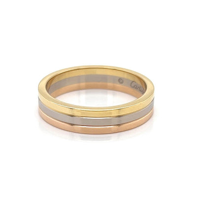 Cartier Vendome Louis 18k Tri Color Gold 4.8mm Wedding Band Ring w/Cert-Size 8.5