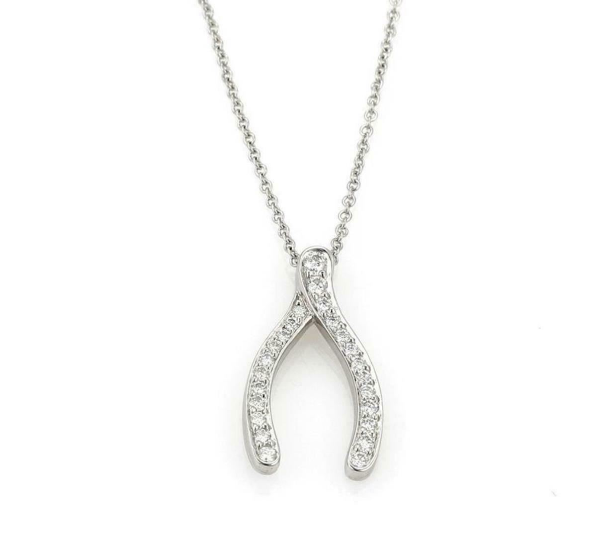 Tiffany & Co. Diamond Platinum Wishbone Pendant Necklace