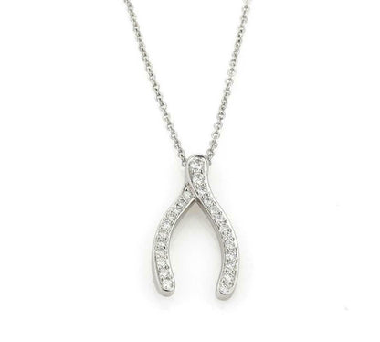 Tiffany & Co. Diamond Platinum Wishbone Pendant Necklace