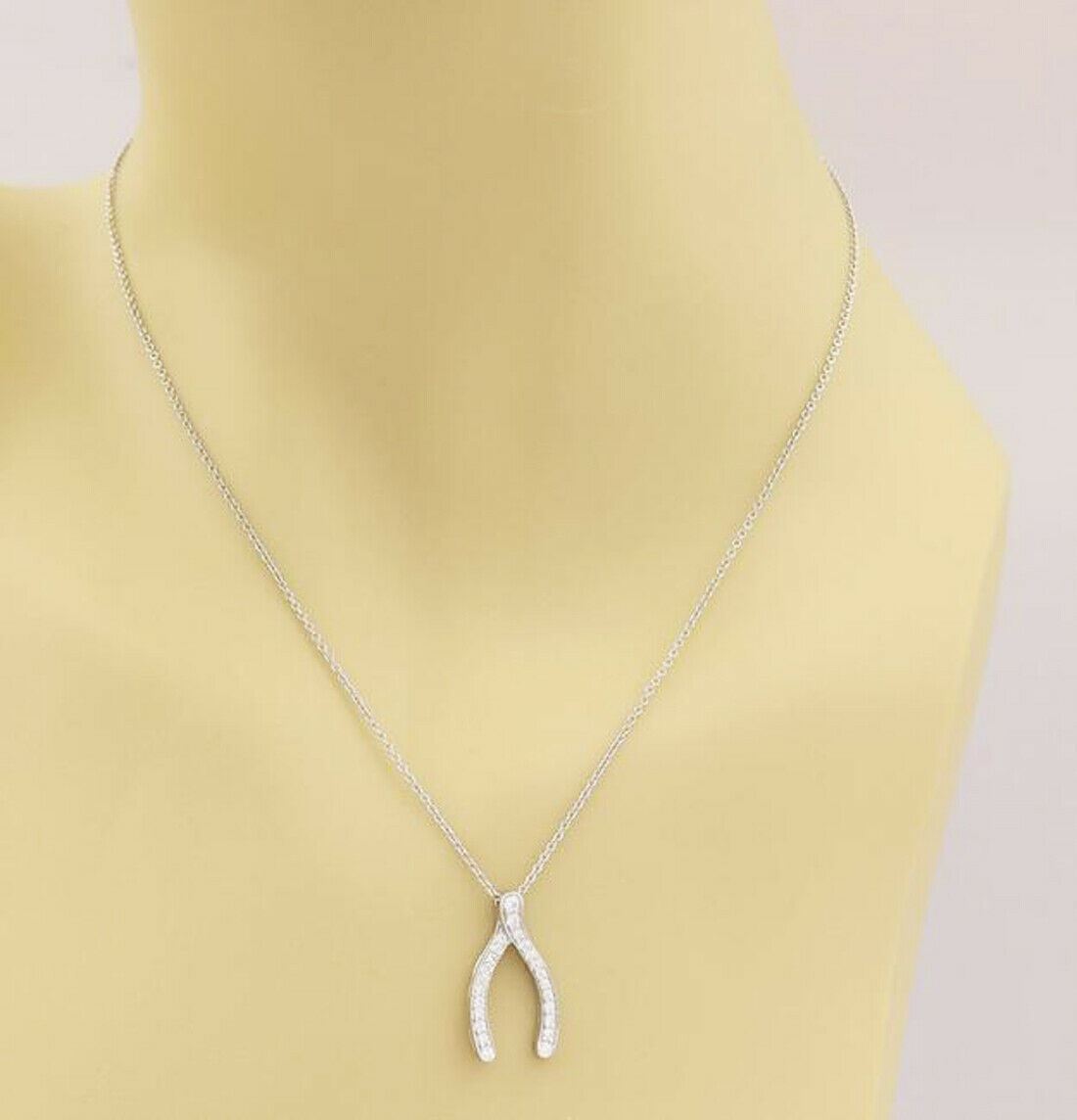 Tiffany & Co. Diamond Platinum Wishbone Pendant Necklace