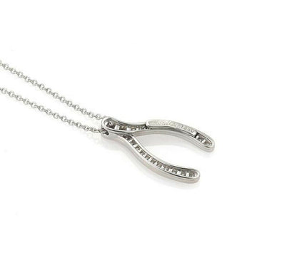 Tiffany & Co. Diamond Platinum Wishbone Pendant Necklace