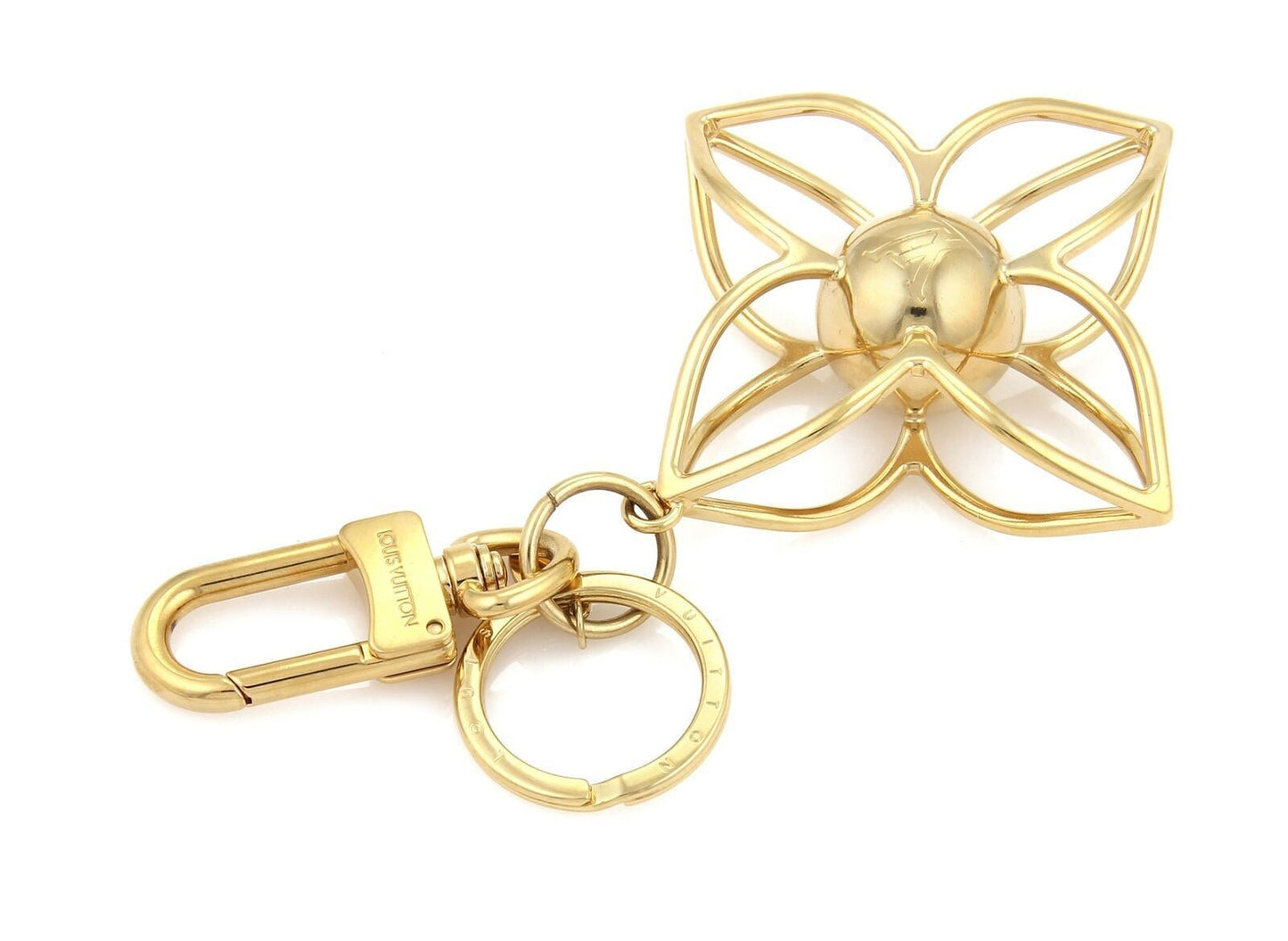 Louis Vuitton Large Monogram Floral Gold Plated Metal Key Ring