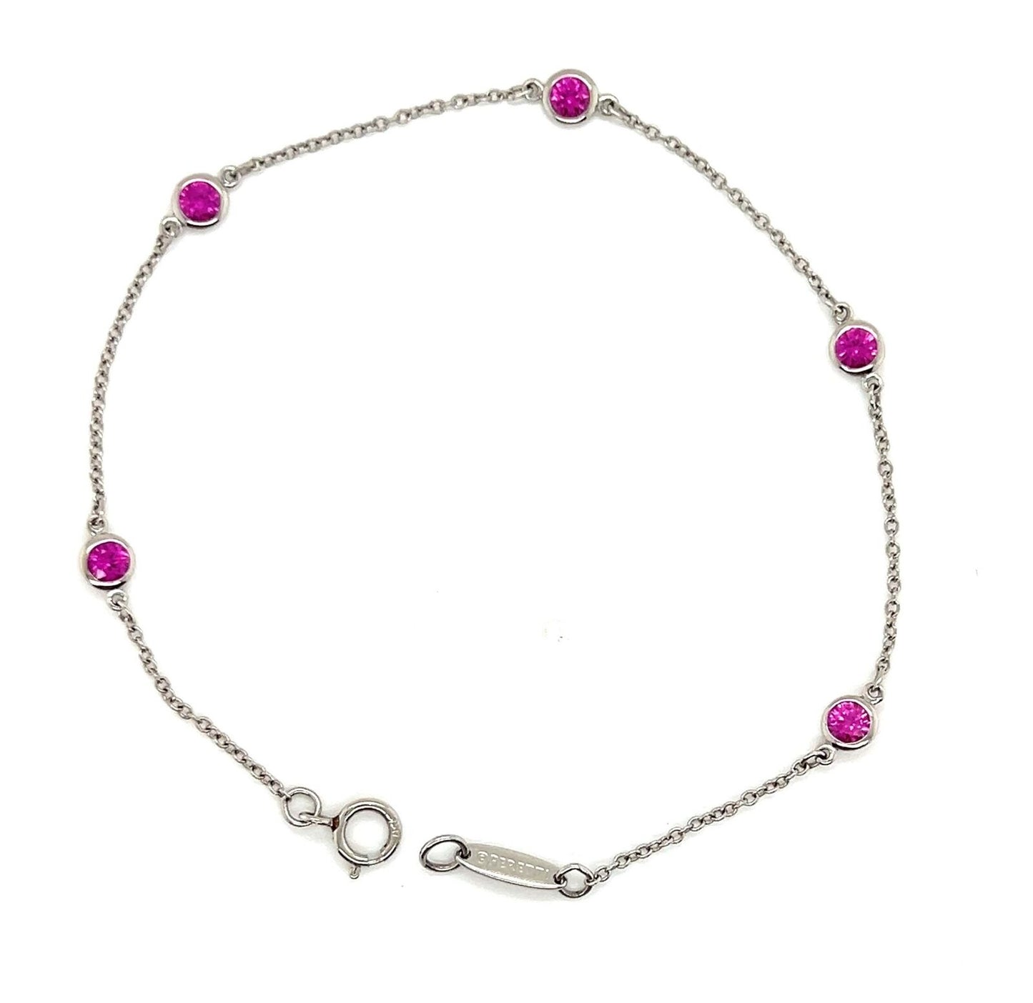 Tiffany & Co. Peretti Pink Sapphire Color By The Yard Platinum Bracelet