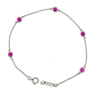 Tiffany & Co. Peretti Pink Sapphire Color By The Yard Platinum Bracelet