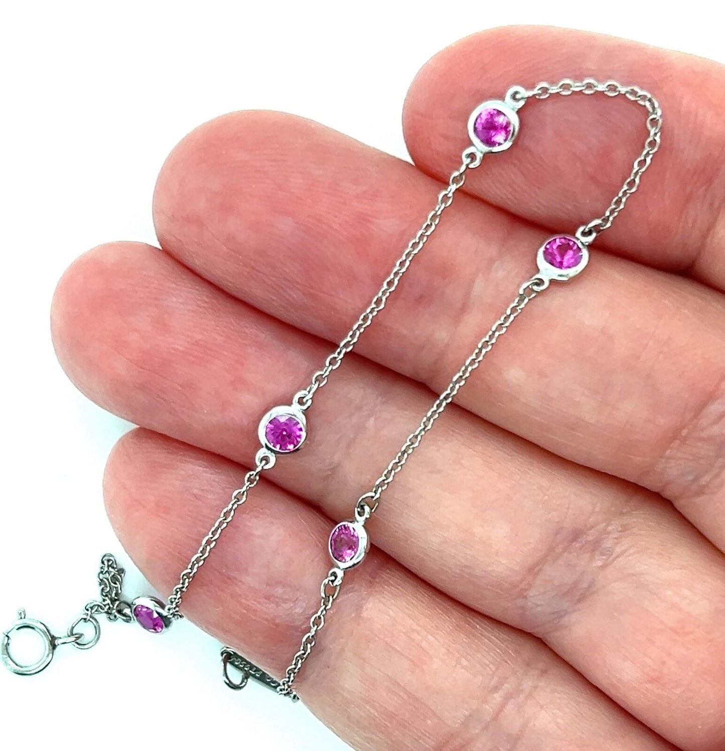 Tiffany & Co. Peretti Pink Sapphire Color By The Yard Platinum Bracelet