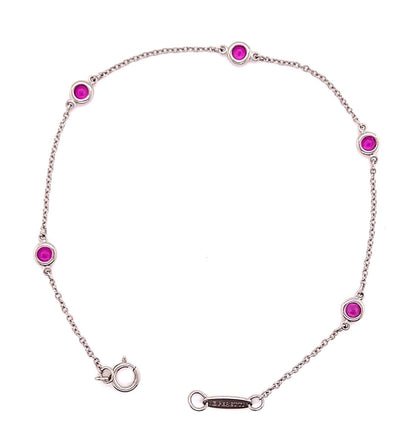 Tiffany & Co. Peretti Pink Sapphire Color By The Yard Platinum Bracelet