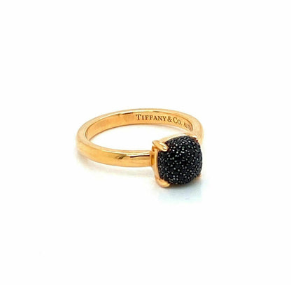 Tiffany & Co. Picasso Black Spinel Sugar Stacks 18k Rose Gold Ring - Size 5