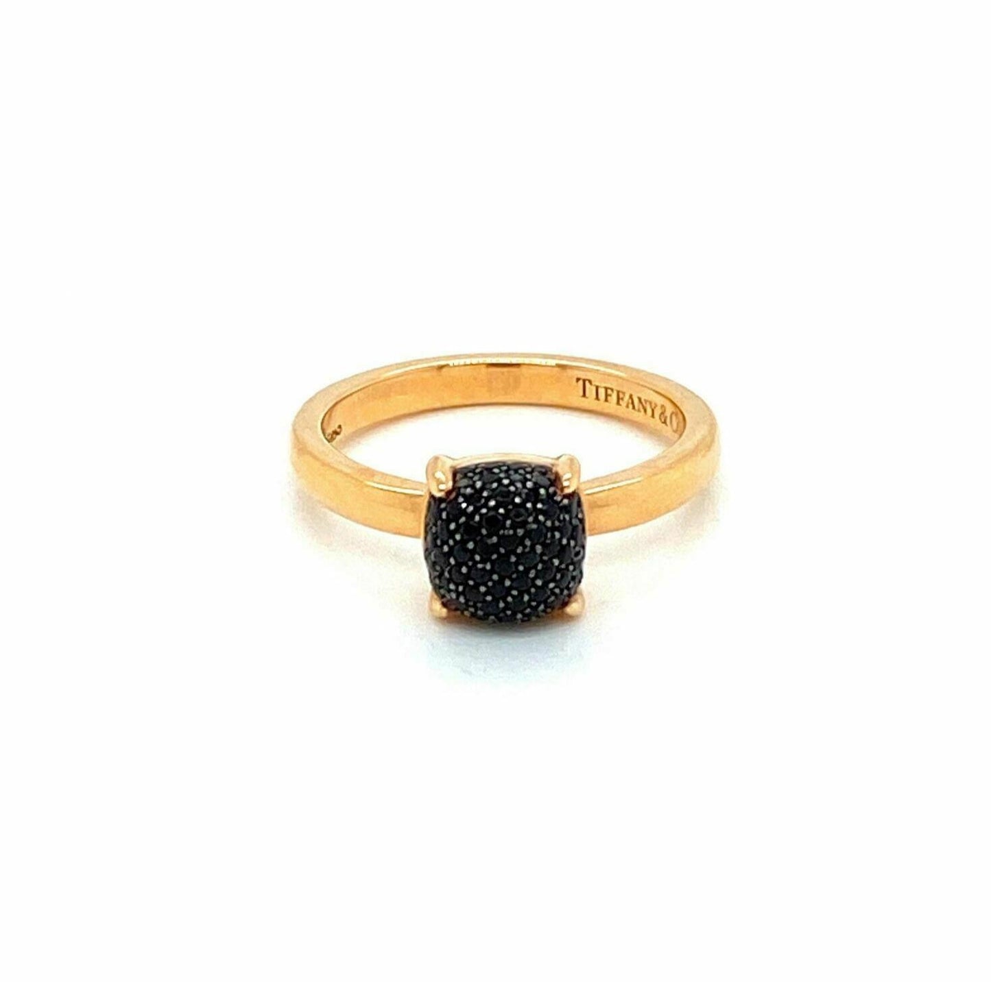 Tiffany & Co. Picasso Black Spinel Sugar Stacks 18k Rose Gold Ring - Size 5