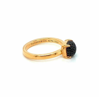 Tiffany & Co. Picasso Black Spinel Sugar Stacks 18k Rose Gold Ring - Size 5