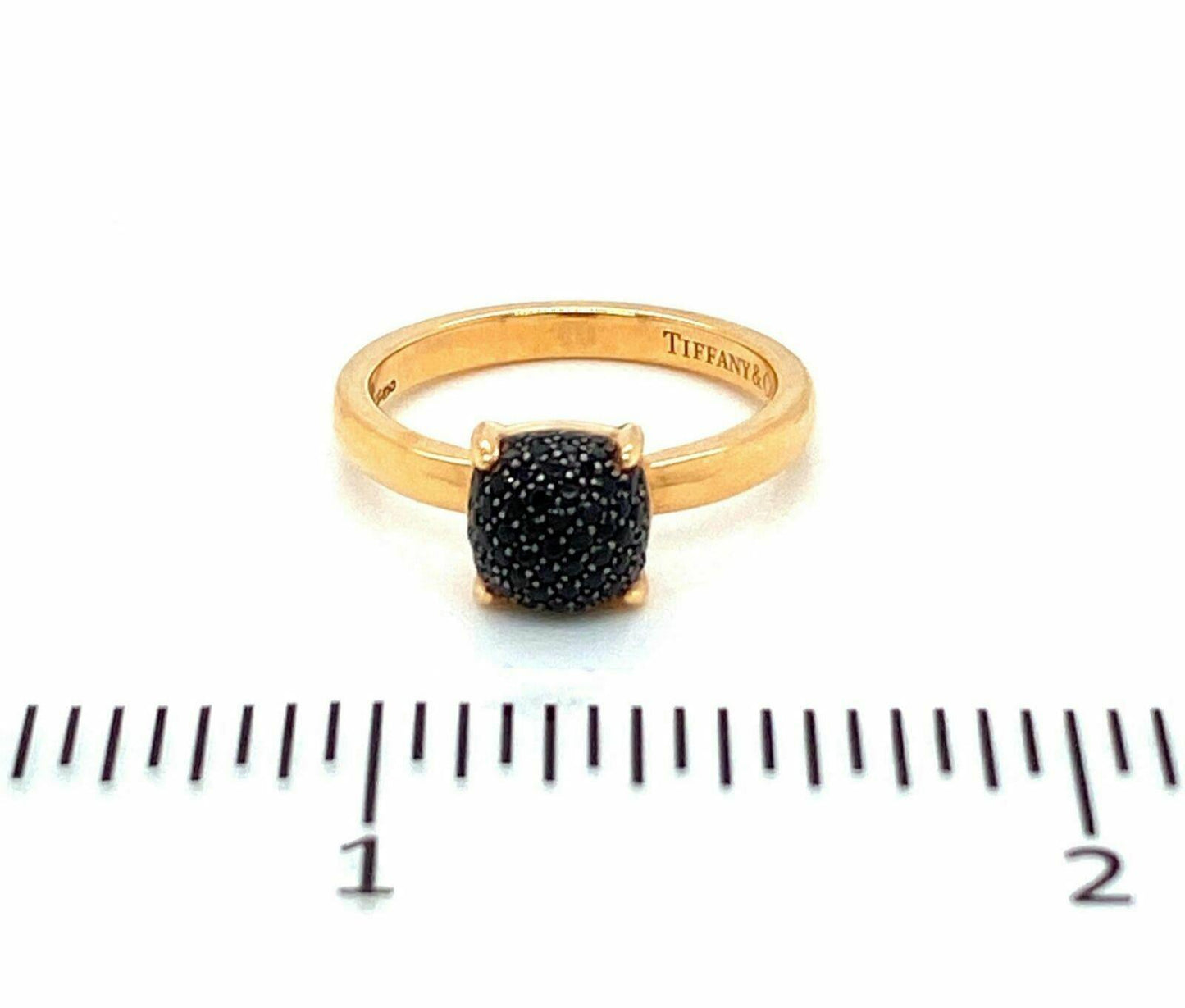 Tiffany & Co. Picasso Black Spinel Sugar Stacks 18k Rose Gold Ring - Size 5