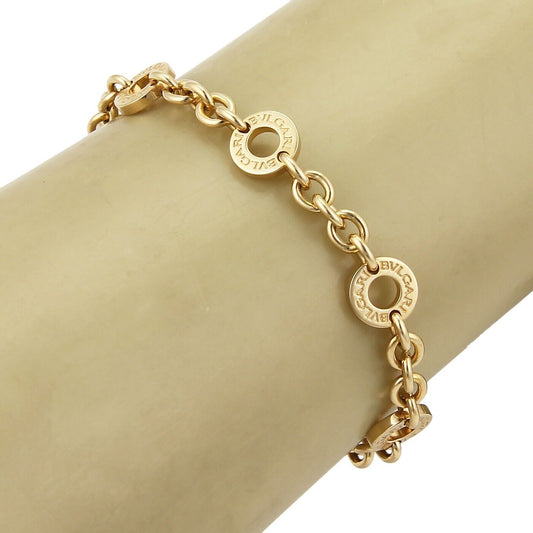 Bvlgari 18k Yellow Gold 6 Engraved Circle Station Chain Bracelet