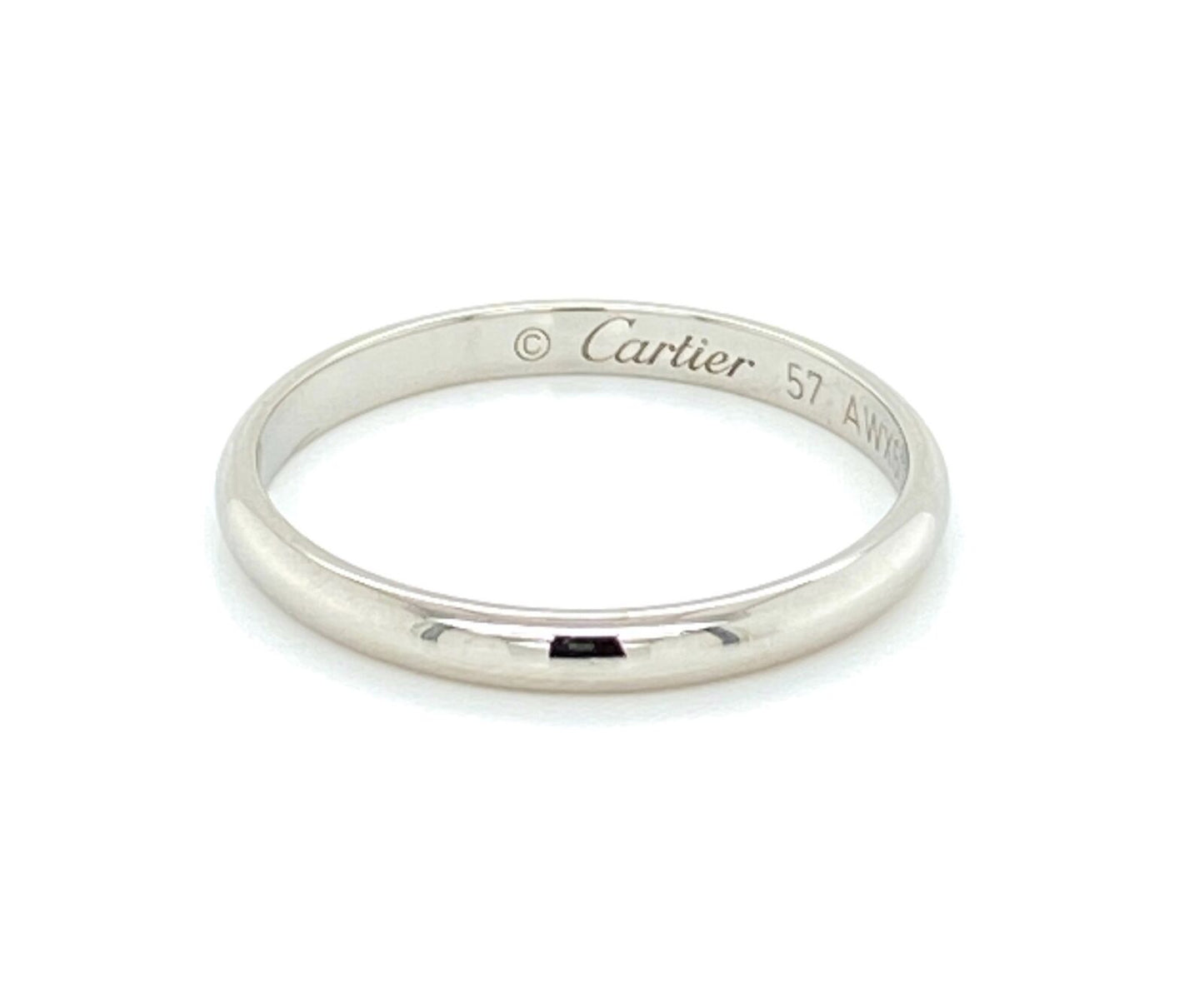 Cartier Platinum 2.5mm Wide Dome Wedding Band Ring - Size 8