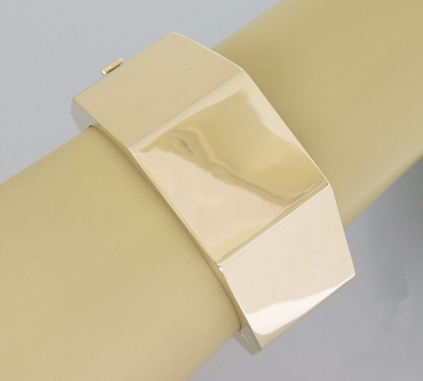 Faceted 14k Yellow Gold Wide 31mm Bangle Bracelet