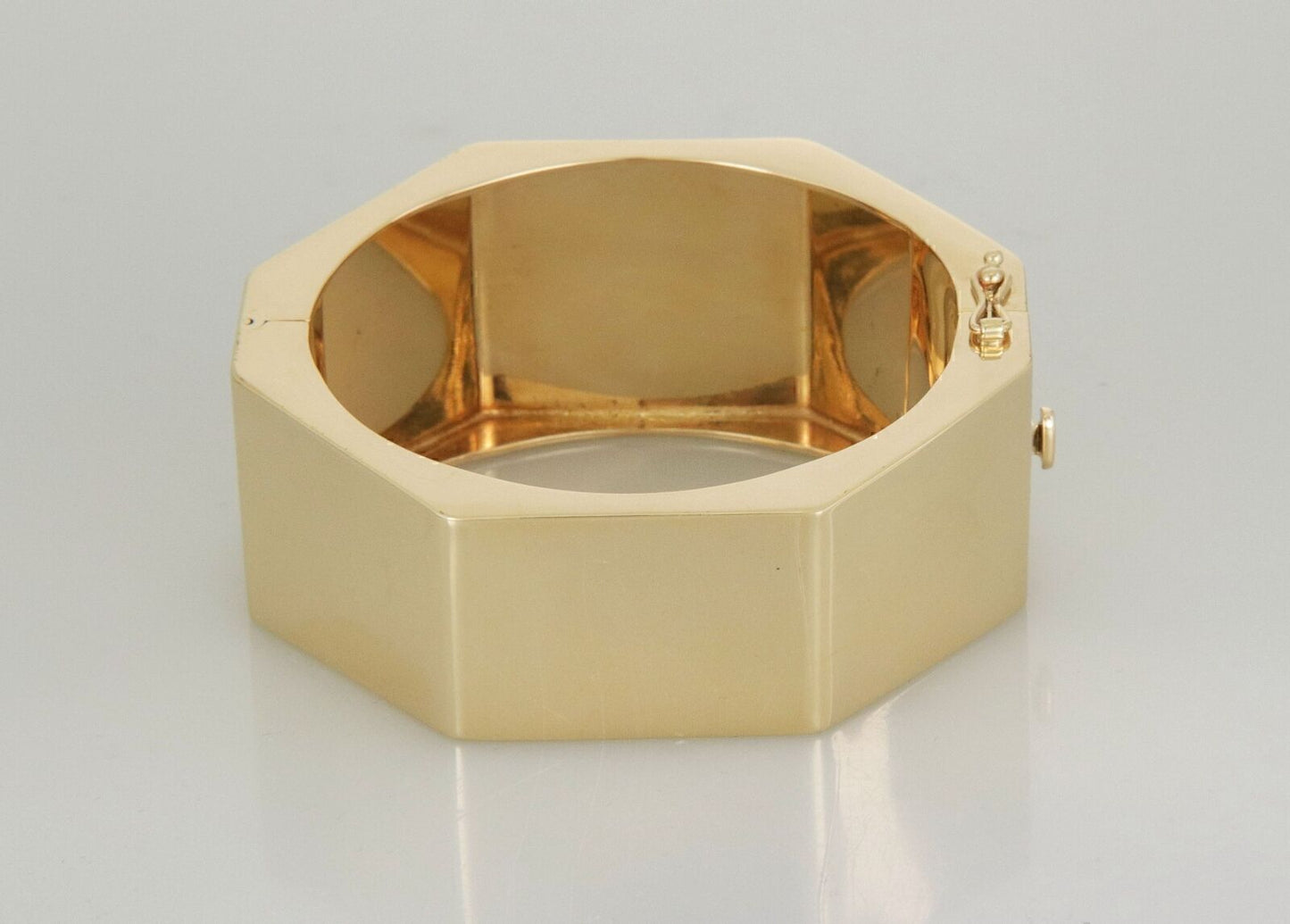 Faceted 14k Yellow Gold Wide 31mm Bangle Bracelet