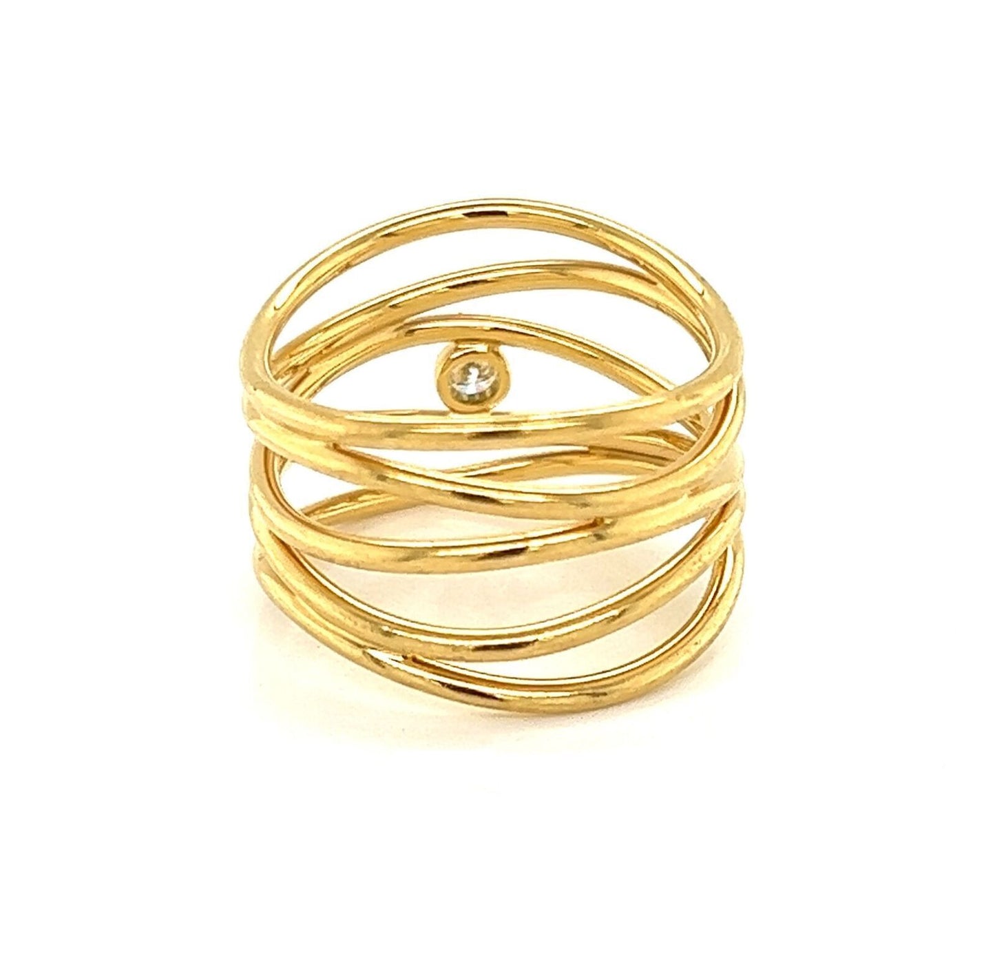 Tiffany & Co. Peretti Diamond 18k Yellow Gold 5 Row Wire Wave Band Ring - Size 5