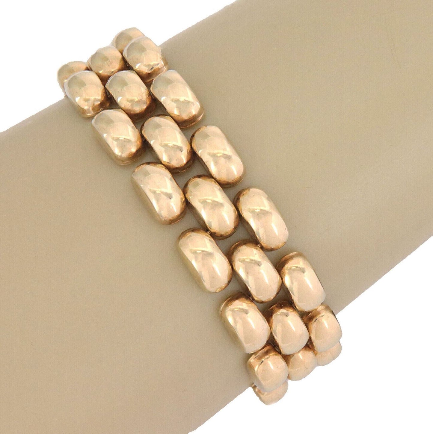 Three Row 14k Yellow Gold Bar Link Bracelet