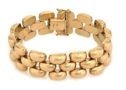 Three Row 14k Yellow Gold Bar Link Bracelet