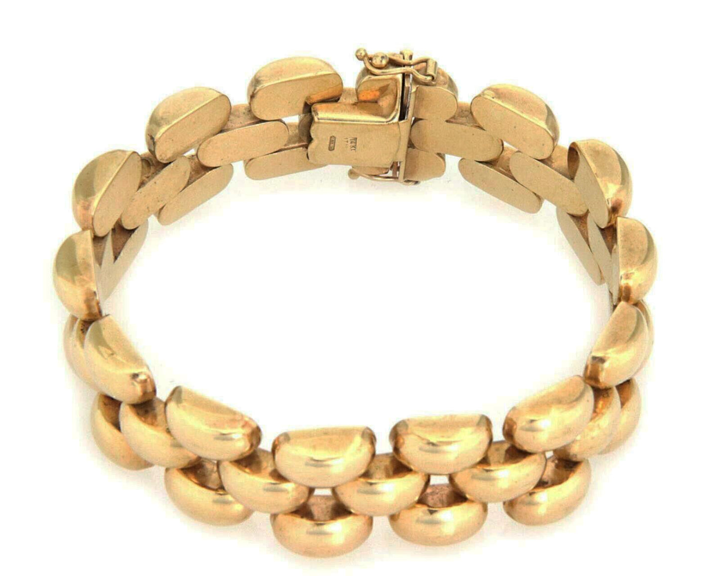 Three Row 14k Yellow Gold Bar Link Bracelet