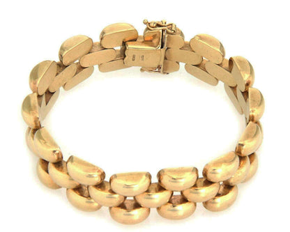 Three Row 14k Yellow Gold Bar Link Bracelet