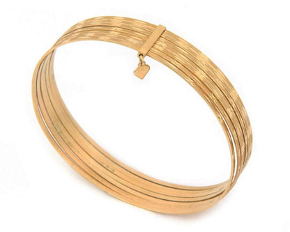 Diamond Cut Design 14k Yellow Gold 7 Slim Bangles Bracelet