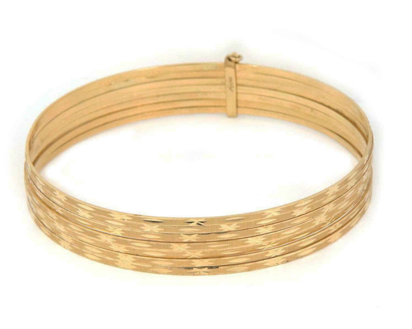 Diamond Cut Design 14k Yellow Gold 7 Slim Bangles Bracelet