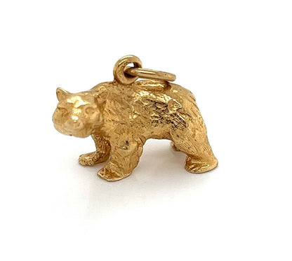 Full Figure 14k Yellow Gold Standing Bear Charm Pendant