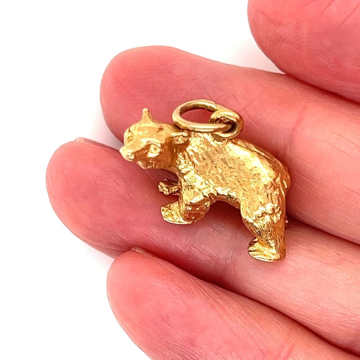 Full Figure 14k Yellow Gold Standing Bear Charm Pendant