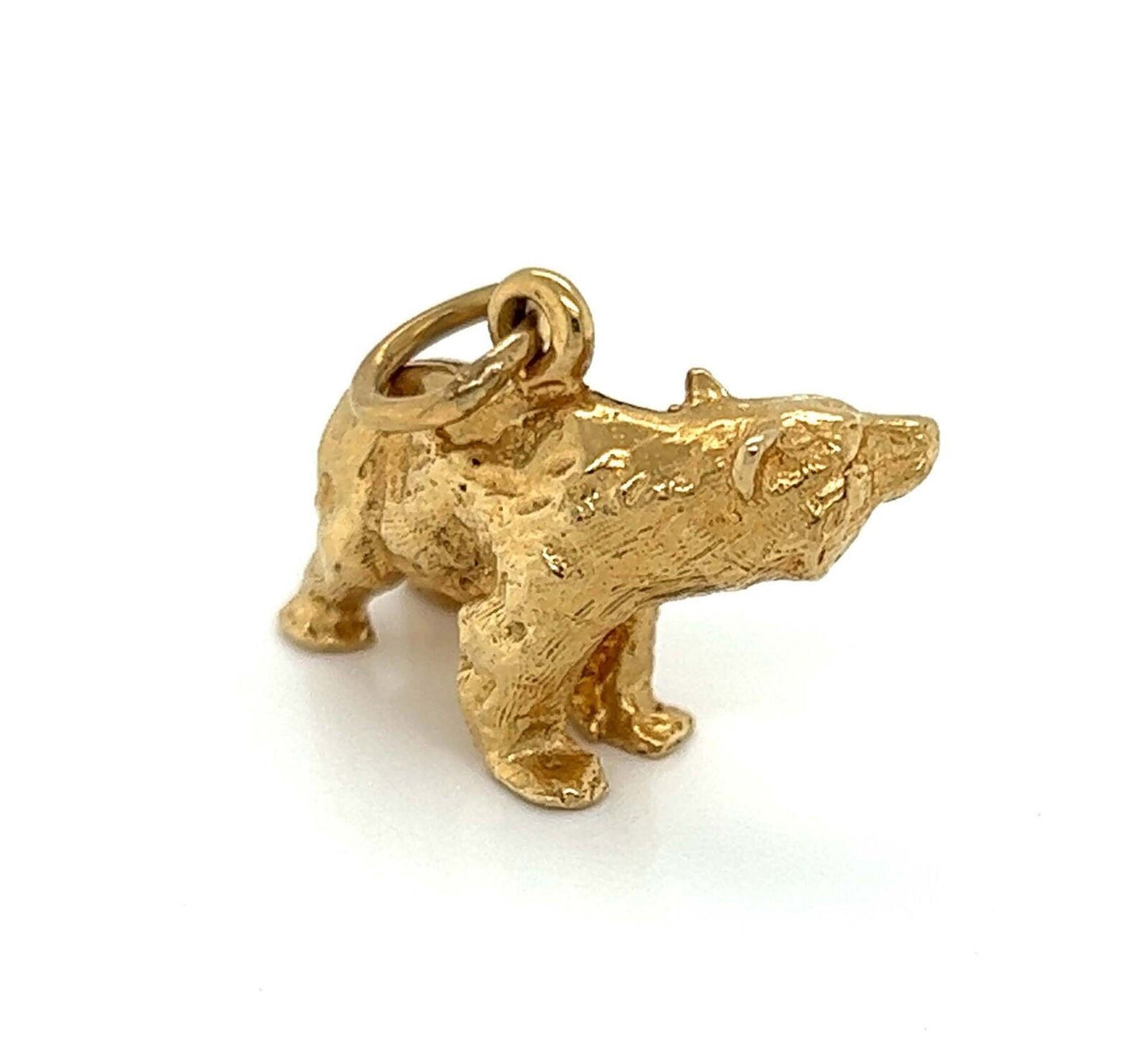 Full Figure 14k Yellow Gold Standing Bear Charm Pendant