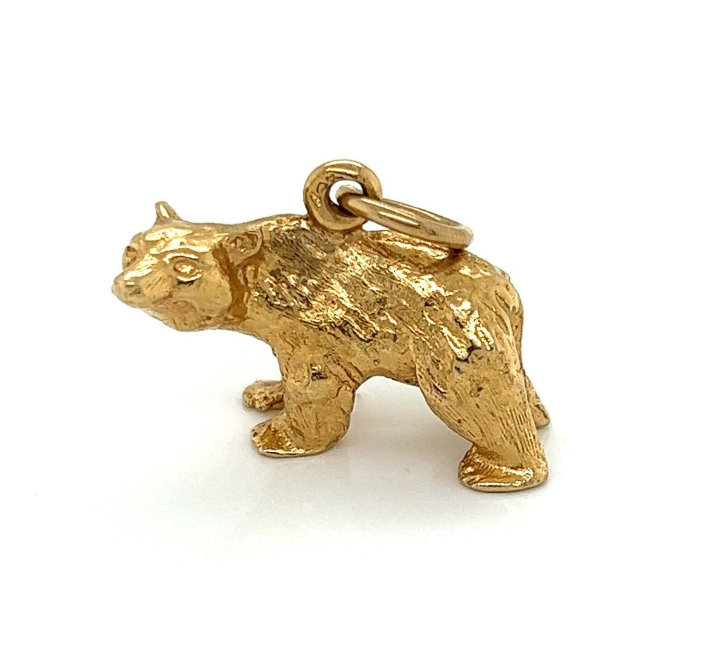 Full Figure 14k Yellow Gold Standing Bear Charm Pendant