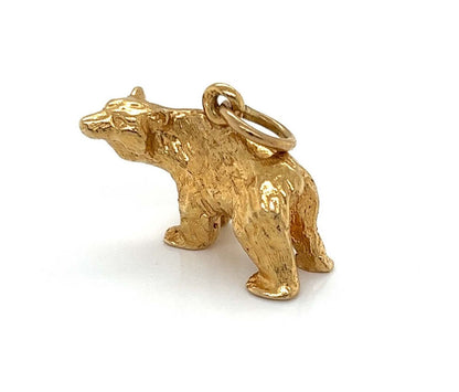 Full Figure 14k Yellow Gold Standing Bear Charm Pendant