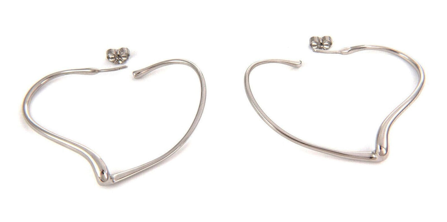 Tiffany & Co. Sterling Silver Large Open Heart Hoop Earrings