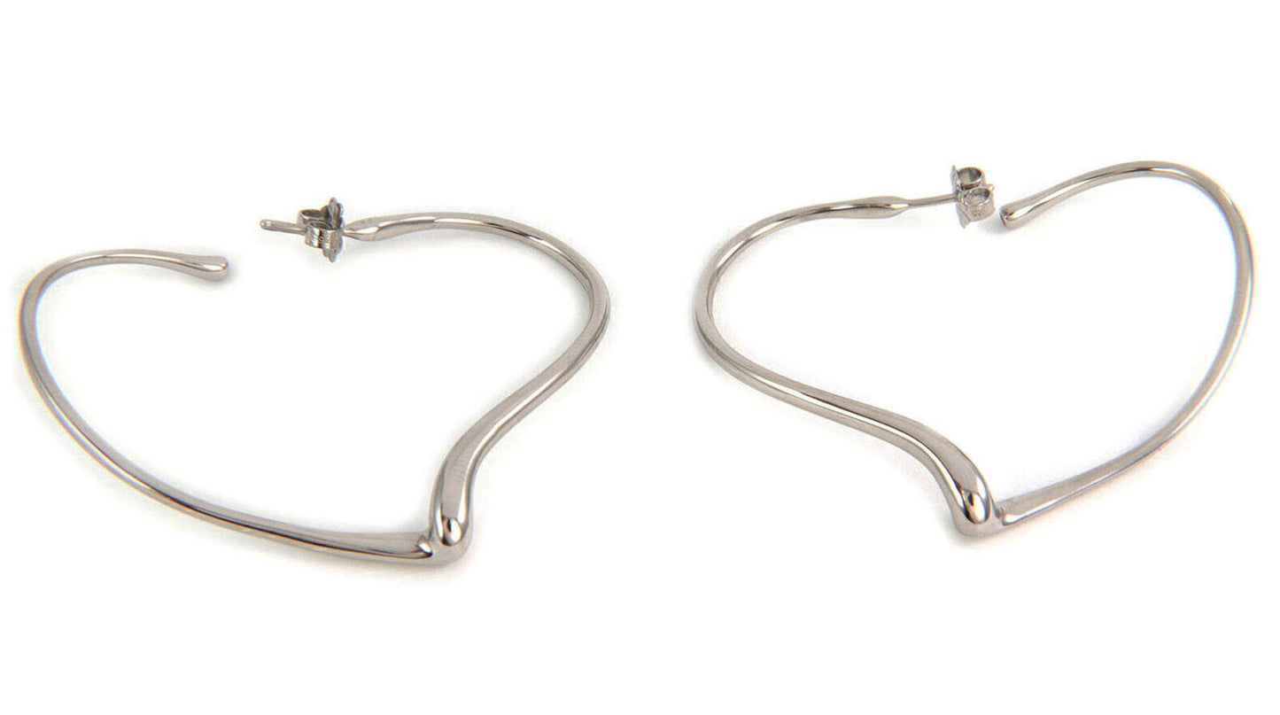 Tiffany & Co. Sterling Silver Large Open Heart Hoop Earrings