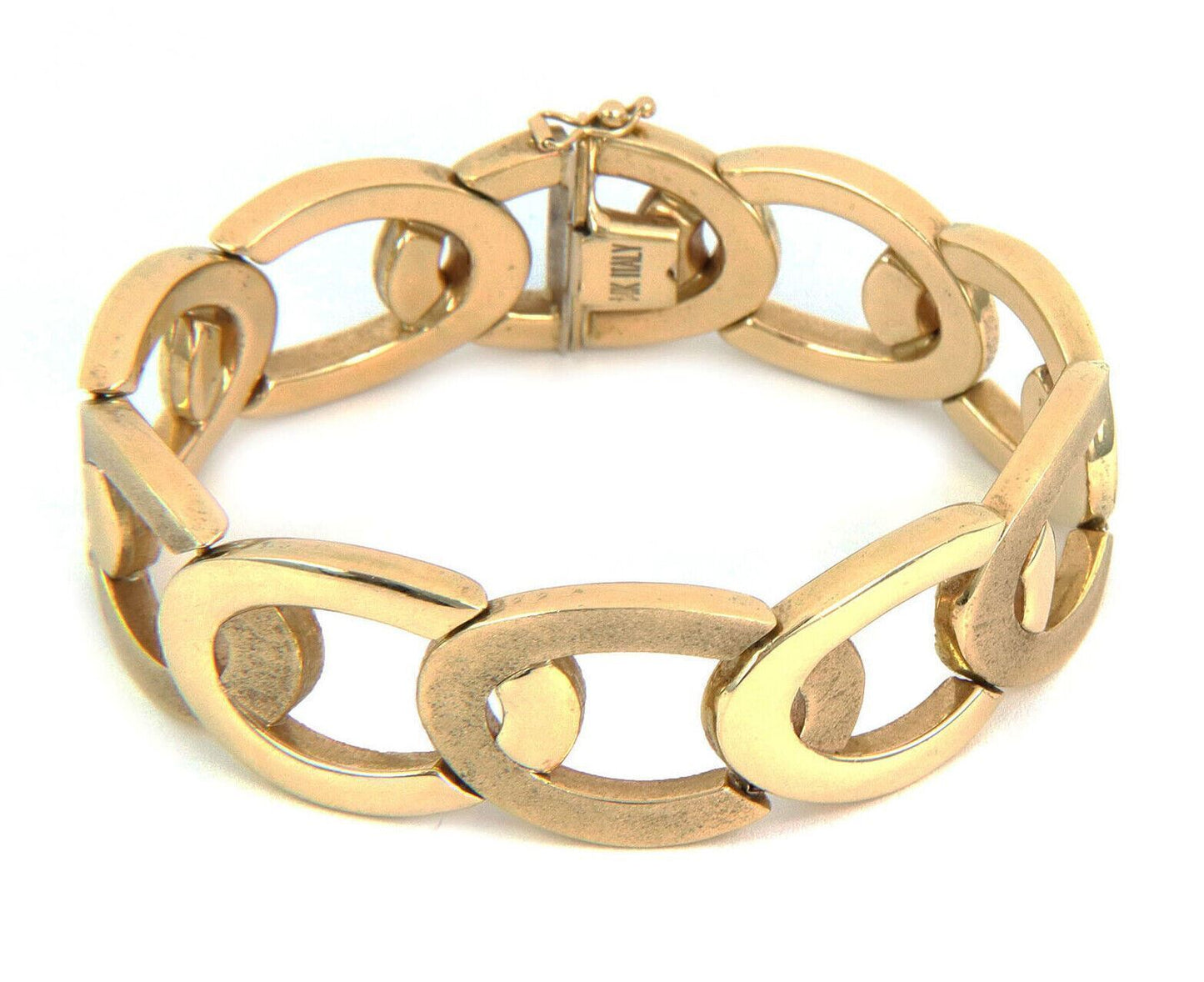 Wide Oval 14k Yellow Gold Link Bracelet