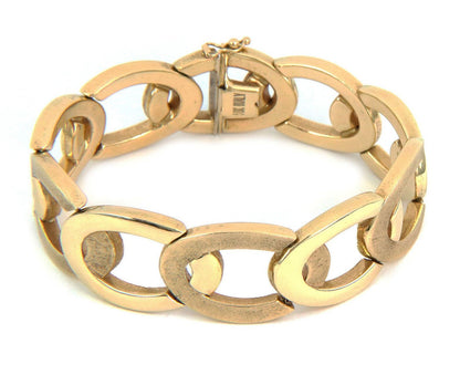 Wide Oval 14k Yellow Gold Link Bracelet