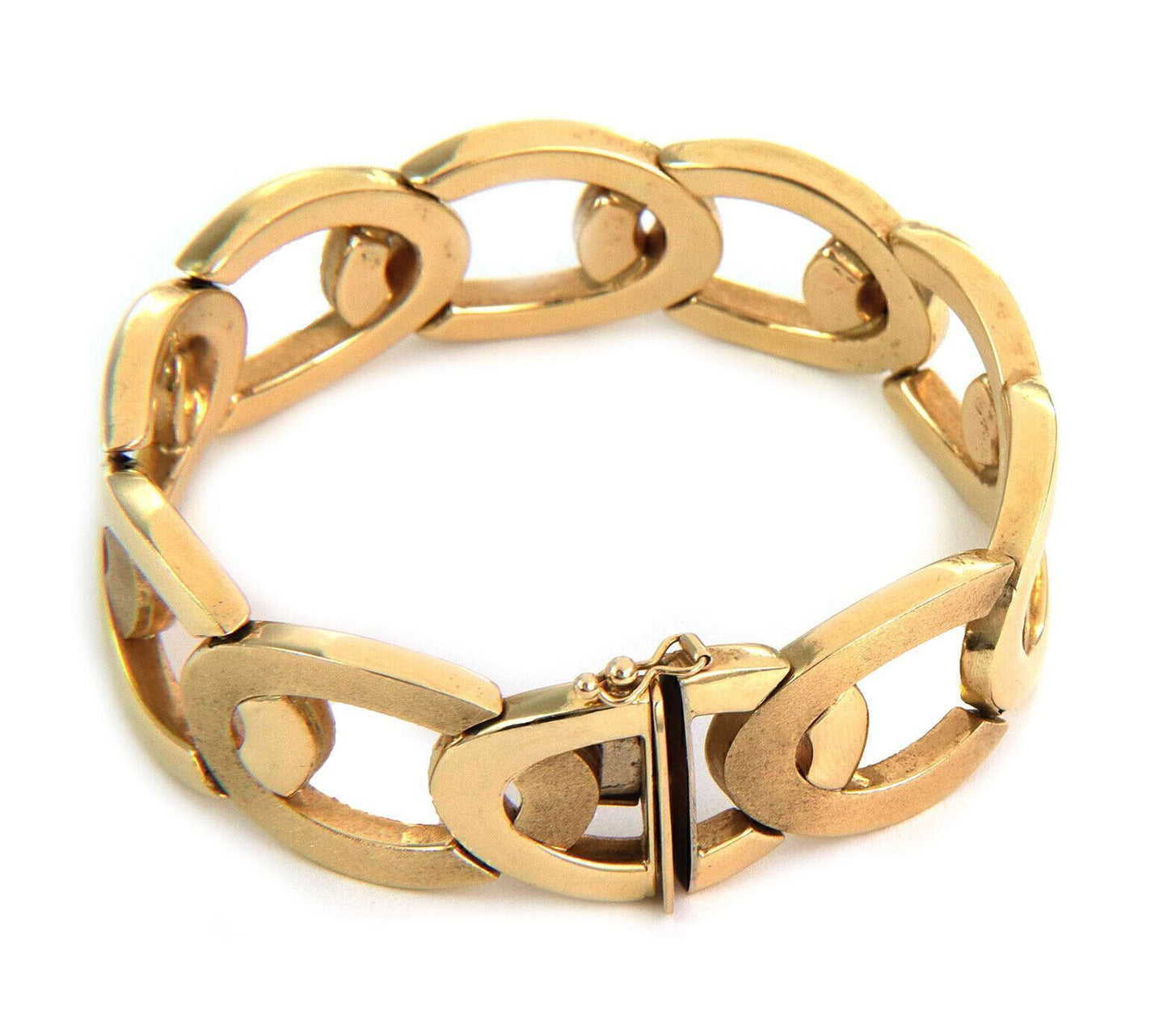 Wide Oval 14k Yellow Gold Link Bracelet