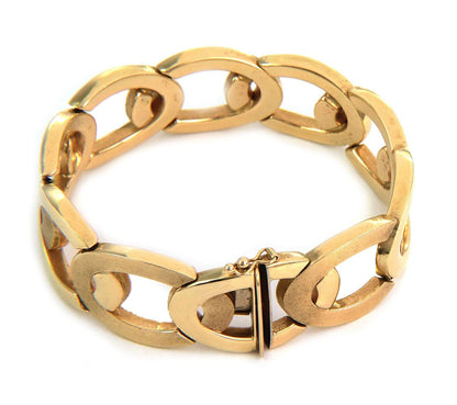 Wide Oval 14k Yellow Gold Link Bracelet